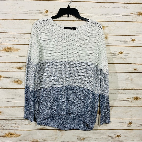 RDI Sweaters - RDI Blue Ombre Open Knit Colorblock Sweater Size L